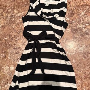 White House Black Market Monochrome Striped Top